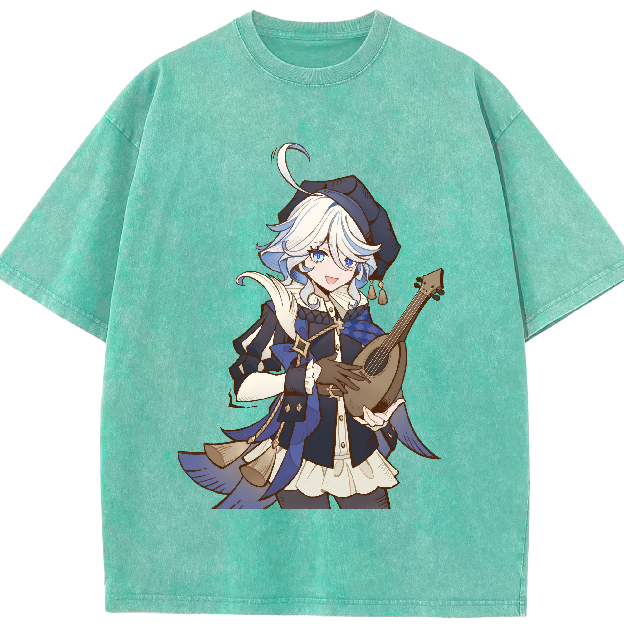 げんし神 フリーナ genshin Furina 綿100% ヴィンテージ風 半袖Tシャツ（フロントプリント）